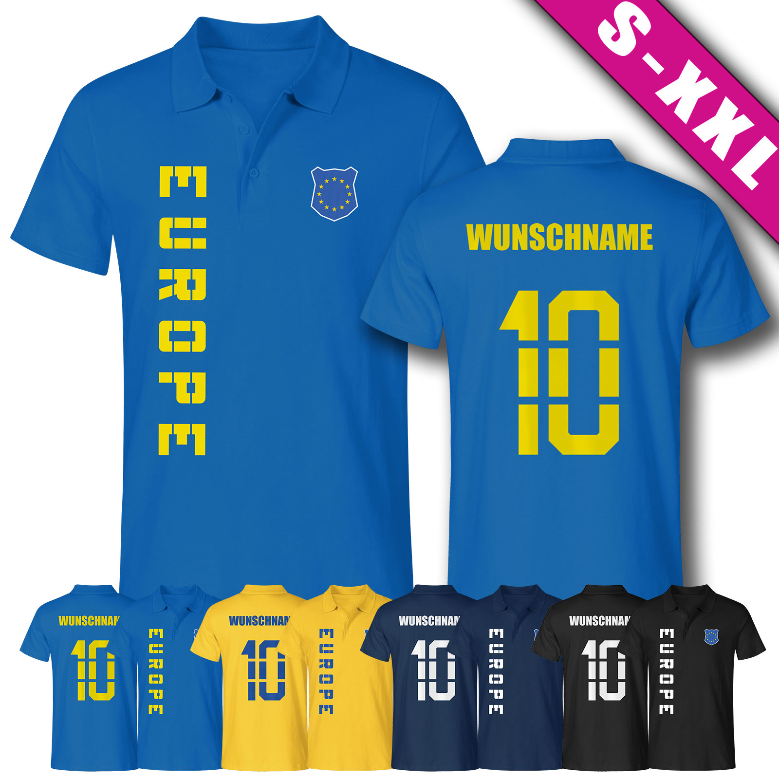 Europäische Union Polo-Shirt Trikot Fan-Shirt WM 2026 Wunschname & Nummer