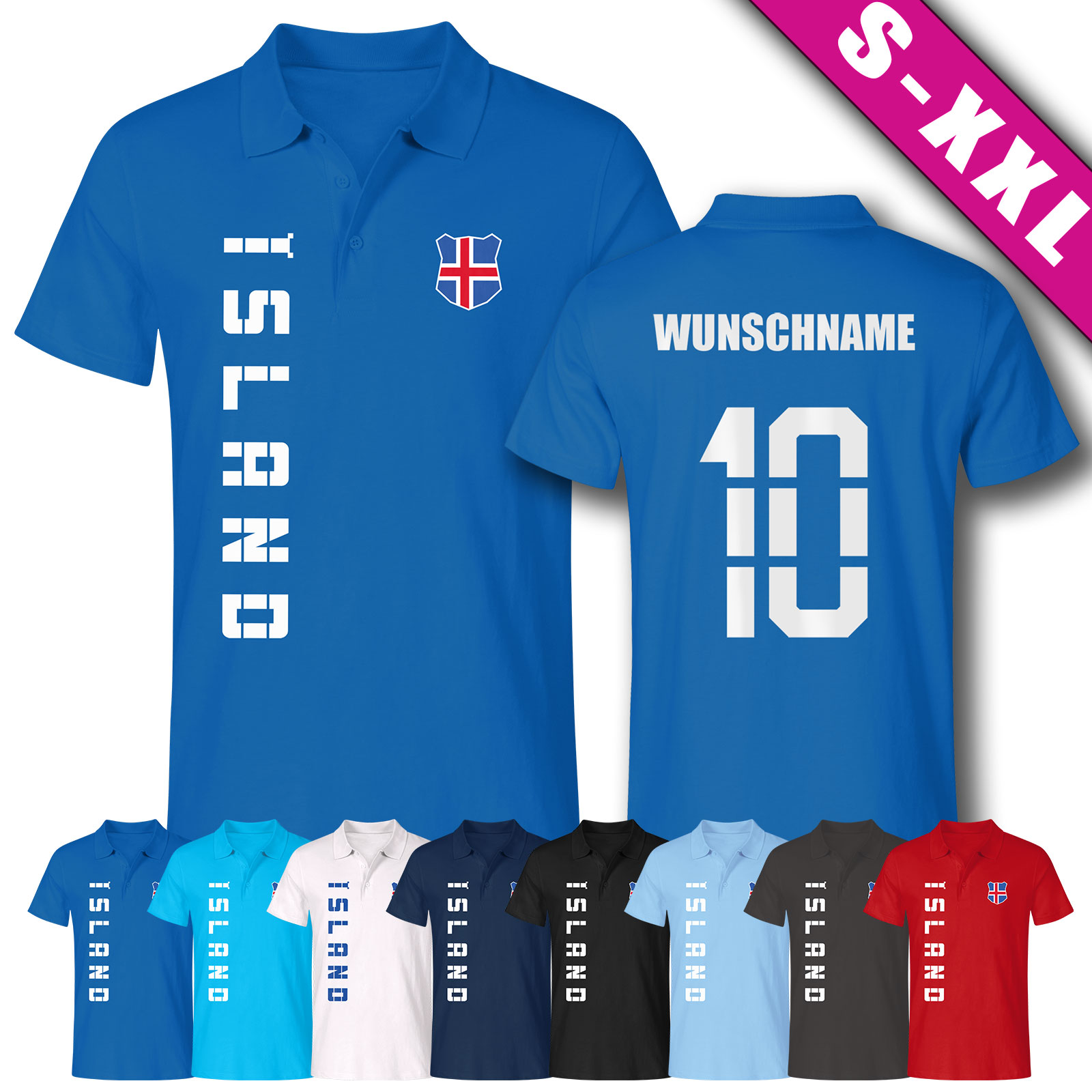 Island Polo-Shirt Trikot Fan-Shirt WM 2026 Wunschname & Nummer
