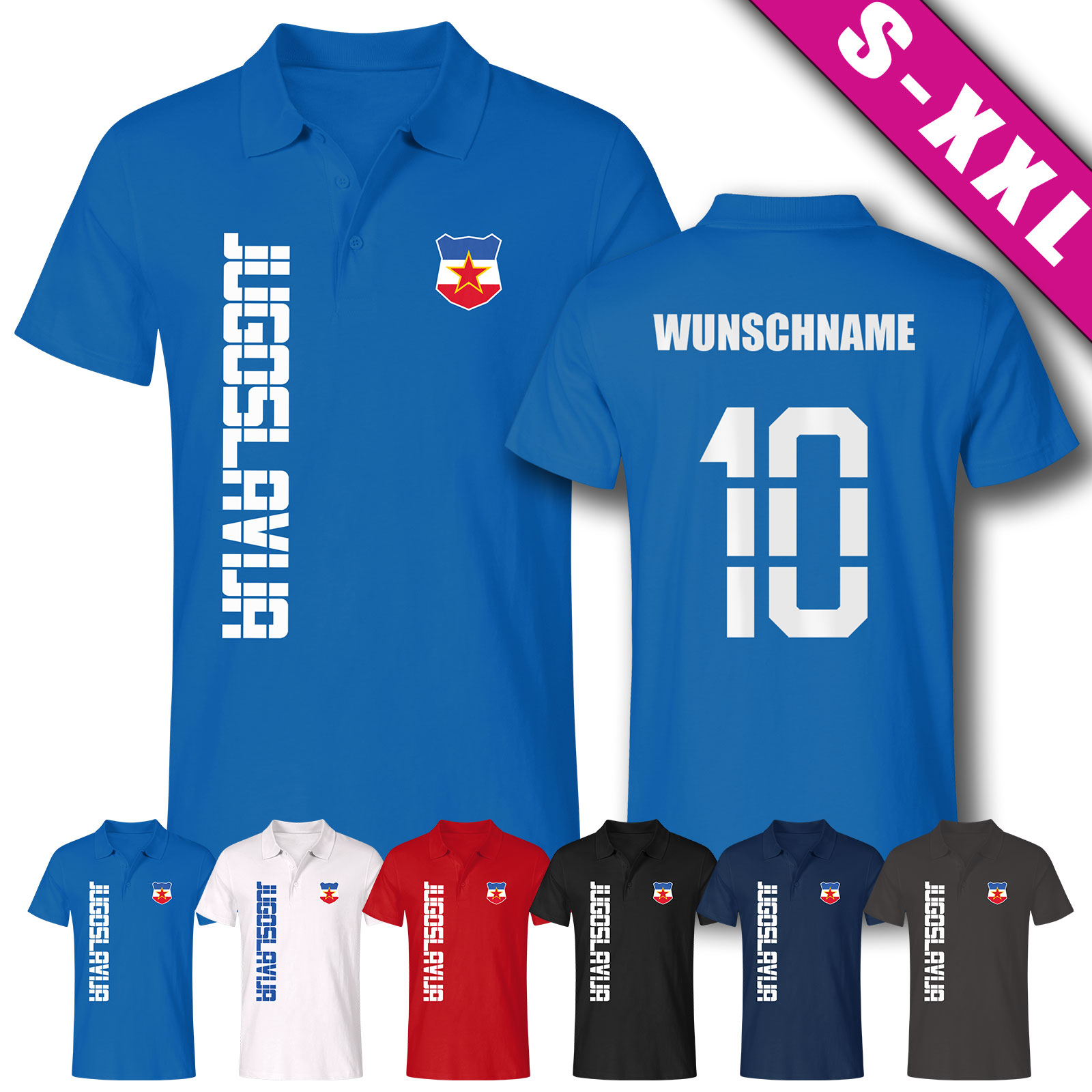 Jugoslawien Jugoslavija Polo-Shirt Trikot Fan-Shirt WM 2026 Wunschname & Nummer