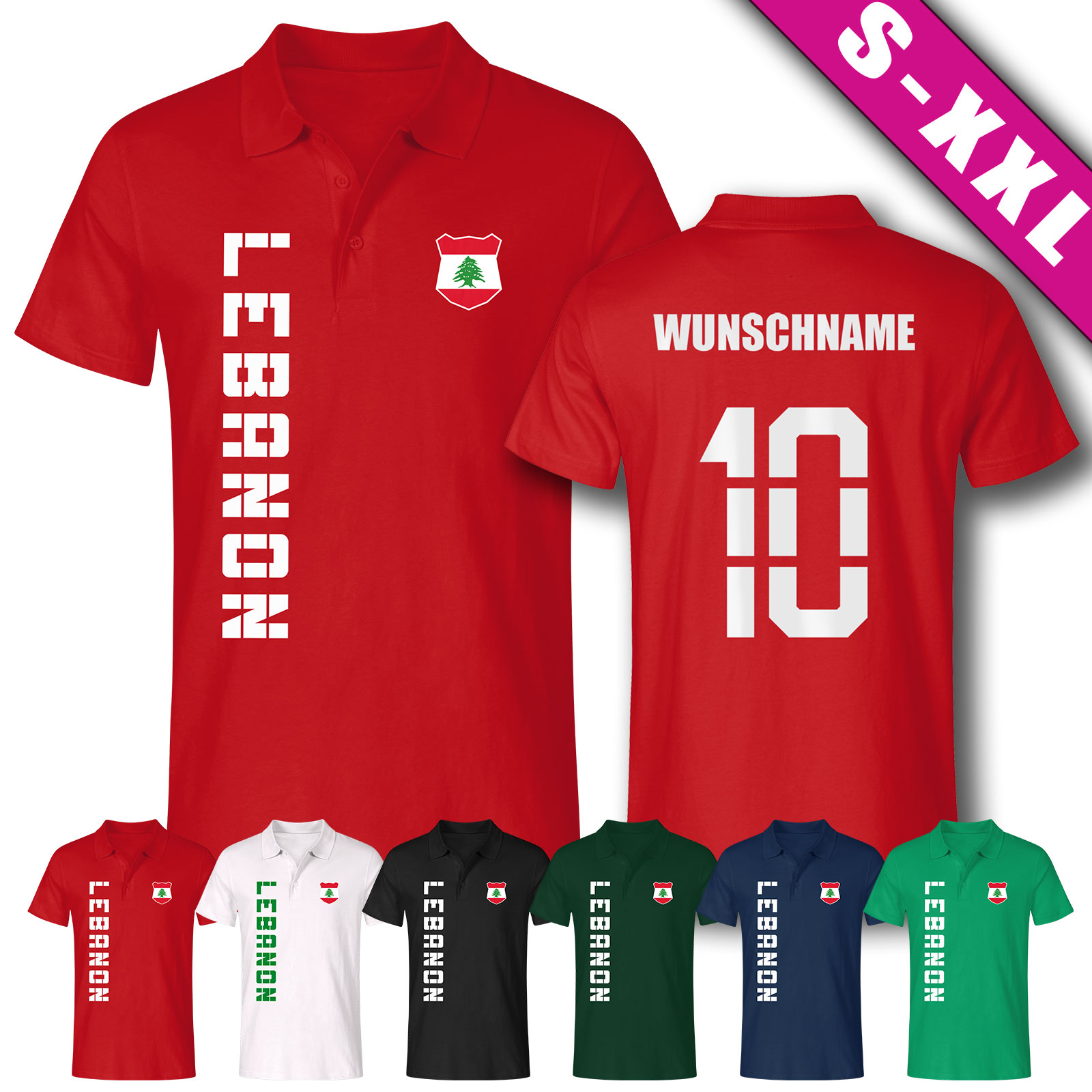 Libanon Lebanon Polo-Shirt Trikot Fan-Shirt WM 2026 Wunschname & Nummer