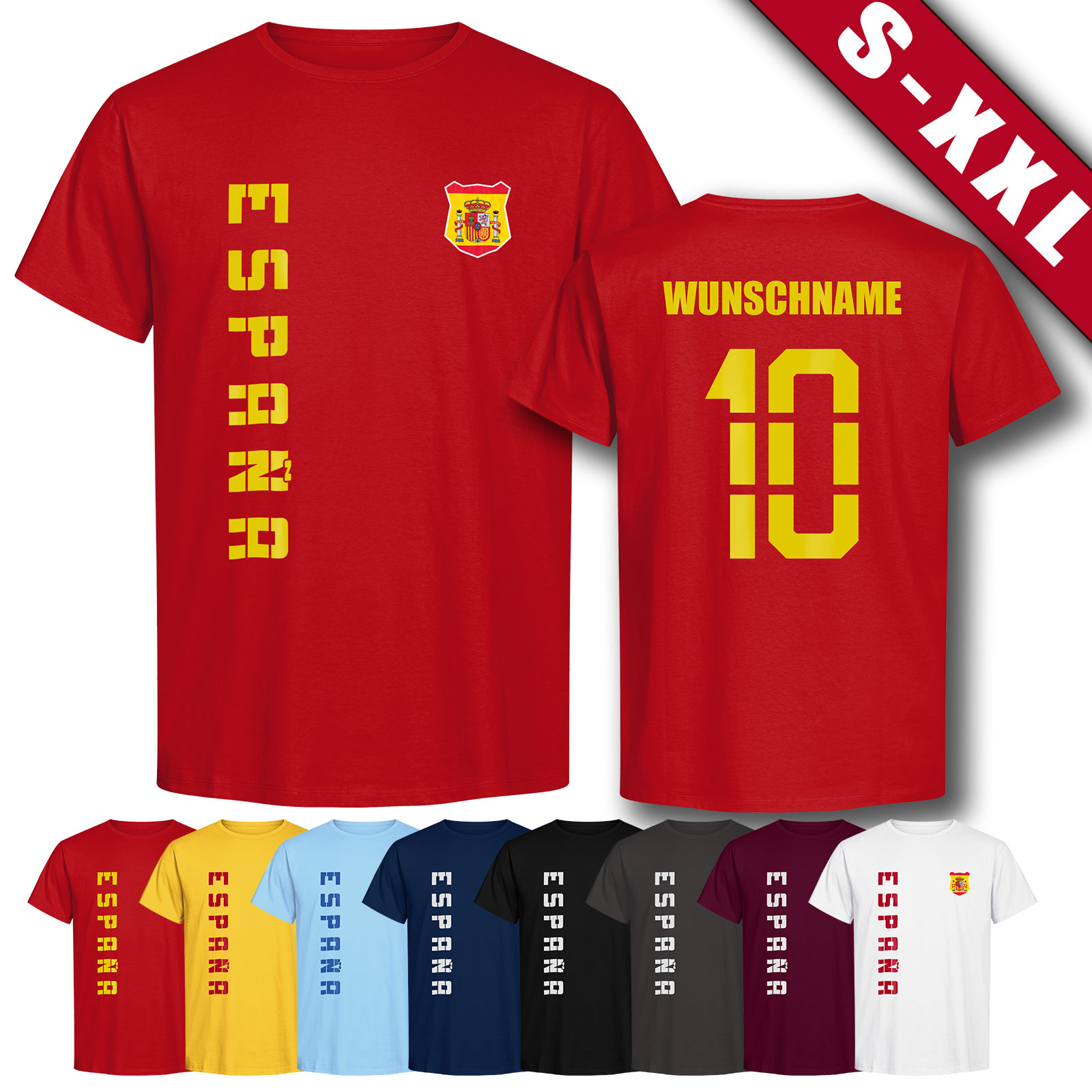 Spanien Espana T-Shirt Trikot WM 2026 – Wunschname & Nummer Fan-Shirt